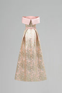Bustier Light Pink Metallic Jacquard A-Line Crystal Gown for women, from IHF ATELIER, The Viet Concept 