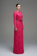 Long Sleeve Guipure Lace Column Maxi Dress with Crystal Embroidery for women, from IHF STUDIO, The Viet Concept 