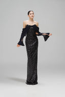 Cosmogyral Sequin Lace Off-Shoulder Floor-Length Gown for women, from SORAMAME, The Viet Concept