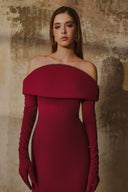 L' SCARLETT • Crystal 3D Sculpted Off-Shoulder Maxi