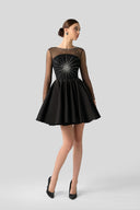 Regal Crystal Embellished Satin Mini Dress for women, from DANG PHONG DESIGNER, The Viet Concept