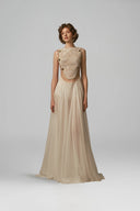 Songe Ivory Voile Lace Evening Gown for women, from POEM, The Viet Concept