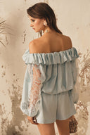 XITA • Élan Off-Shoulder Lace Linen Jumpsuit