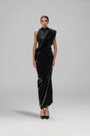 Senses Asymmetrical Sequin Draped Latex Evening Dress for women, from SORAMAME, The Viet Concept
