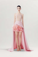 Pink Petal Crystal Corset Gown with 3D Floral Train for women, from MR CRAZY & LADY SEXY, The Viet Concept 