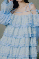 Melodie Baby Blue Ruffle Babydoll Mini Dress for women, from LINH PHUNG, The Viet Concept