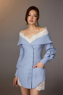 Off-Shoulder Lace Trim Tulip Dress for women, from KEIRA TONG, The Viet Concept 