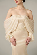 IHF ATELIER • Crystal Embellished Off-Shoulder Mermaid Gown Silk Taffeta Couture