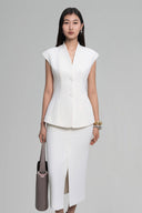 White Diane Collarless Jacket for women, from HOBB, The Viet Concept 