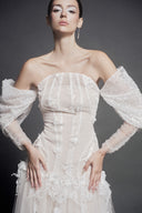 LINH PHUNG • Edrina Crystal Blossom Off-Shoulder A-Line Gown