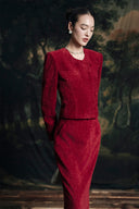 Noir Élégance Ankle-Length Velvet Maxi Pencil Skirt for women, from HOBB, The Viet Concept 