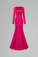 Light Pink Mermaid Evening Gown Trapeze Neck Luxury Long Sleeves for women, from IHF ATELIER, The Viet Concept