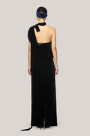 Black Ellen Blouson Scarf Neck Velvet Floor Length Dress for women, from Das  La Vie, The Viet Concept 