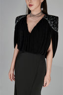 L'ALLÉE • Leila Black V-Neck Fishtail Gown