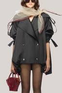 Black Latonya Asymmetric Double Breasted Poly Organza Coat for women, from Das La Vie, The Viet concept