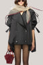 Black Latonya Asymmetric Double Breasted Poly Organza Coat for women, from Das La Vie, The Viet concept