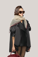 Black Latonya Asymmetric Double Breasted Poly Organza Coat for women, from Das La Vie, The Viet concept