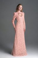 IHF STUDIO • Vine Crystal-Embellished Floral Lace Heart-Cutout Maxi Dress