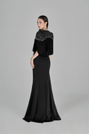 L'ALLÉE • Leila Black V-Neck Fishtail Gown
