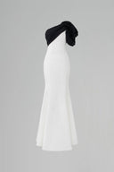 Ivory One-Shoulder Mermaid Evening Gown with Draped Floral Detail for women, from IHF ATELIER, The Viet Concept