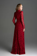 IHF STUDIO • Vine Crystal-Embellished Floral Lace Heart-Cutout Maxi Dress