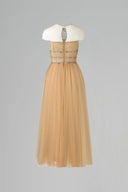 Isolde Crystal Draped Tulle Midi Dress for women, from CALISTA, The Viet Concept
