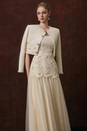 CALISTA • Eliane Embellished Tweed & Floral Lace Maxi Dress