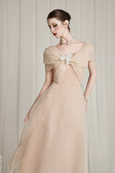 CALISTA • Helika Cream Organza Off Shoulder Dress