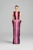 21SIX • Arabelle Silk Sculptural Pleated Ruffle Evening Gown