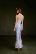 VONTIER DE MONTIER • Songbird Hand-Embroidered Taffeta Column Gown With Detachable Overskirt