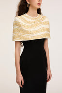 21SIX • Naomi Crepe & Silk Taffeta Embellished Cape Gown