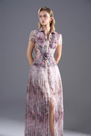 ROSEE de MATIN • Pleated Printed Maxi Dress