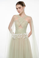 Lyra Peach Tulle Evening Gown for women, from JOSEPHINE, The Viet Concept 