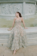 LINH PHUNG • Florélis Botanical Print Silk Chiffon Corset Maxi Dress