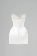 Celestia Ivory Satin Silk Lotus Bustier Mini Dress for women, from IHF STUDIO, The Viet Concept