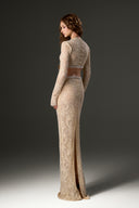 Beige Celestia Sequin Mesh Lace Crop Top for women, from IHF STUDIO, The Viet Concept 