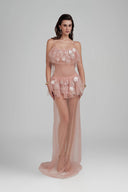 Nude Pink Sylvara Maxi Dress for women, from POEM, The Viet Concept 