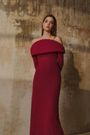 L' SCARLETT • Crystal 3D Sculpted Off-Shoulder Maxi