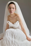 Sculpted Bow Ivory Crinkled Taffeta Ball Gown for women, from LINH DOAN, The Viet Concept