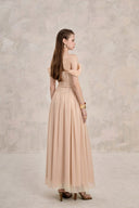 Dilana Embellished Chiffon Pleated A-Line Midi Dress for women, from LINH PHUNG, The Viet Concept