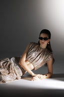 Ochre Gilded Lace Cropped Top for women, from SORAMAME, The Viet Concept
