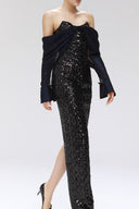 Cosmogyral Sequin Lace Off-Shoulder Floor-Length Gown for women, from SORAMAME, The Viet Concept