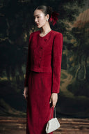 Noir Élégance Ankle-Length Velvet Maxi Pencil Skirt for women, from HOBB, The Viet Concept 