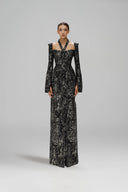 Reminiscence Gilded Tweed Halter Neck Full-Length Dress for women, from SORAMAME, The Viet Concept
