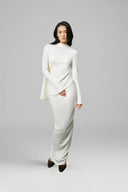 White Double Jersey Cape-Back Column Dress for women, from LECIA, The Viet Concept 