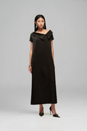 Black Minimal Poise Maxi Dress for women, from Guyehi Studio, The Viet Concept 
