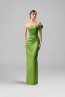 Advice Satin Silk Bustier Gown With Floral Appliqué for women, from IHF ATELIER, The Viet Concept