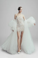 Elysian Flutter Japanese Leather Mesh Mini Dress for women, from LINH DOAN, The Viet Concept 
