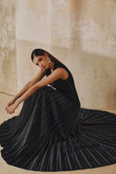 L' SCARLETT • Celestine Crystal-Embellished Pleated Silk Maxi Dress