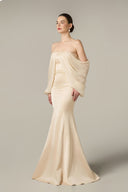 IHF ATELIER • Crystal Embellished Off-Shoulder Mermaid Gown Silk Taffeta Couture